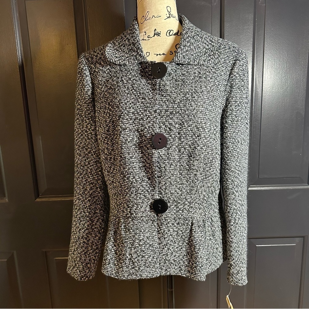 TALBOT'S Multi Color Tweed Big Button Blazer Jacket Sz 12
